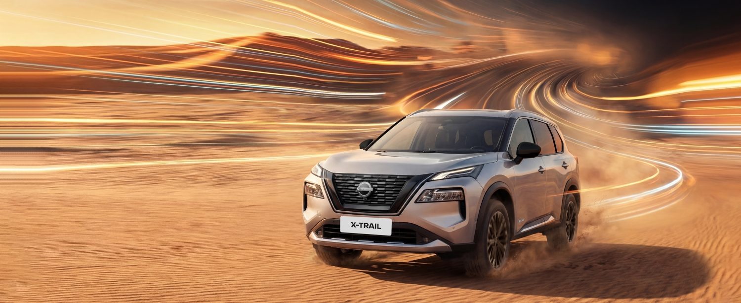 Nissan X-Trail driving through the desert